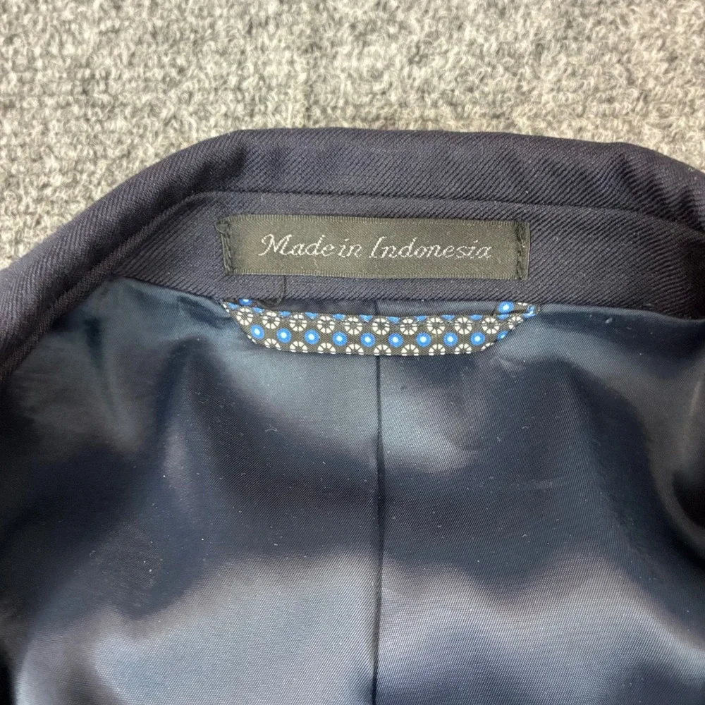 Lauren Ralph Lauren Mens Navy Blue Wool Blend Blazer Gold Crest Buttons 46L
